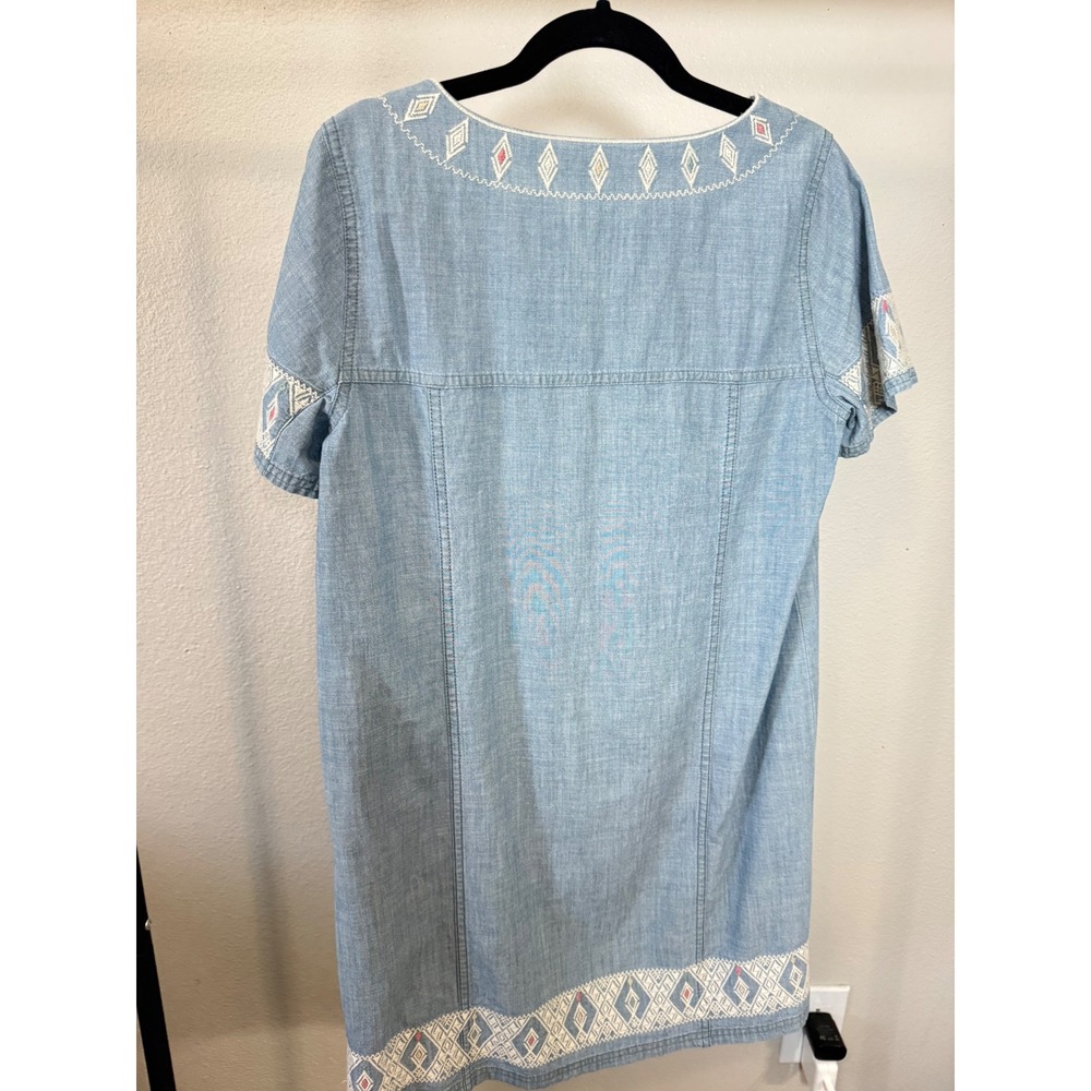 Madewell Embroidered Denim Shift Dress Blue Cotton G2560 Womens Large L - Picture 6 of 7